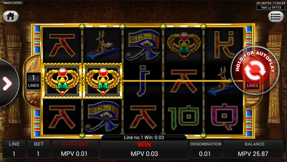 Tomb bonus screen with six caskets in King Pharaoh