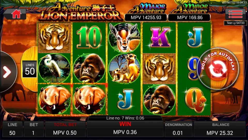 Lion Emperor bonus reels with extra rows on reels three to five