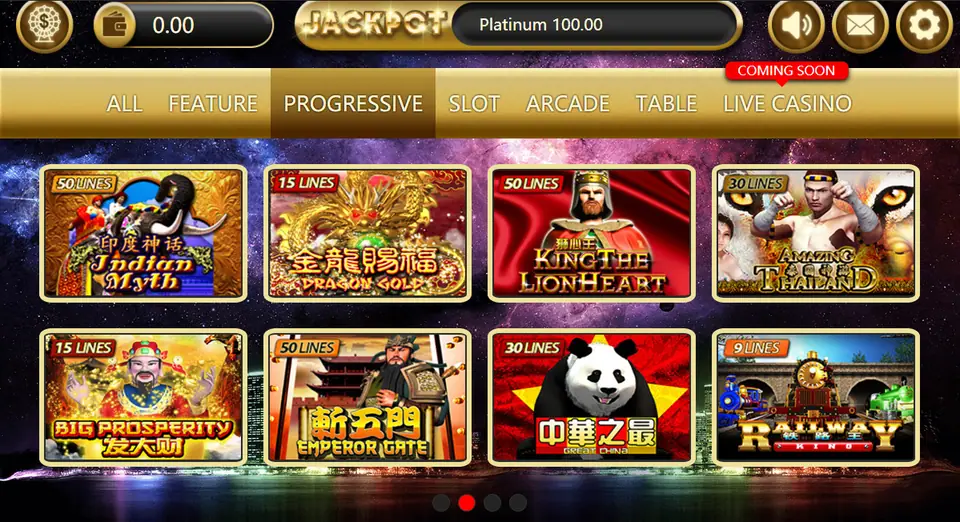 Sky777 progressive jackpot display in the game lobby